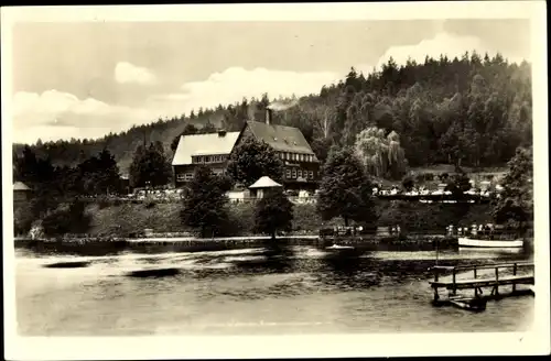 Ak Kriebstein Mittelsachsen, Zschopau Talsperre, Blick von der Badeanstalt