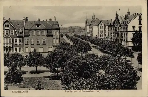 Ak Saarlouis, Partie am Hohenzollernring mit Allee