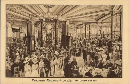 Ak Leipzig in Sachsen, Panorama-Restaurant, Gäste