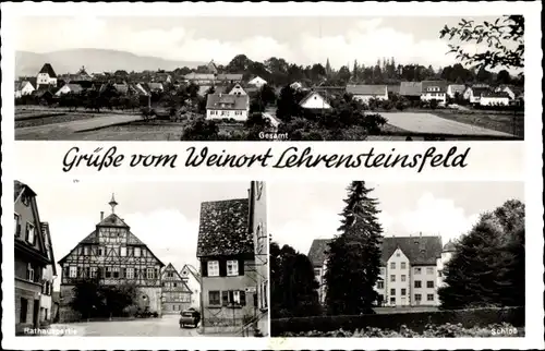 Ak Lehrensteinsfeld Baden Württemberg, Gesamtansicht, Schloss, Rathaus