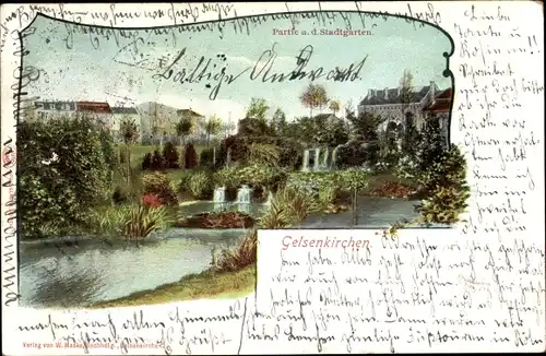 Ak Gelsenkirchen im Ruhrgebiet, Partie aus dem Stadtgarten
