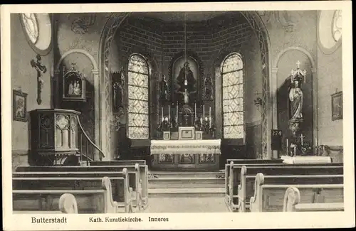 Ak Butterstadt Bruchköbel in Hessen, Katholische Kuratiekirche, Innenansicht