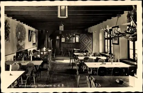 Ak Weinheim an der Bergstraße Baden, Burgschenke der W.S.C. Wachenburg, Innenansicht