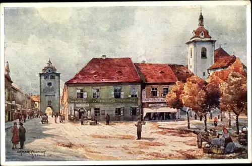 Künstler Ak Schmidt, Oskar, Beroun Beraun Mittelböhmen, Namesti, Platz