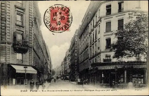 Ak Paris XI. Arrondissement Popincourt, Rue Alexandre Dumas, Avenue Philippe Auguste