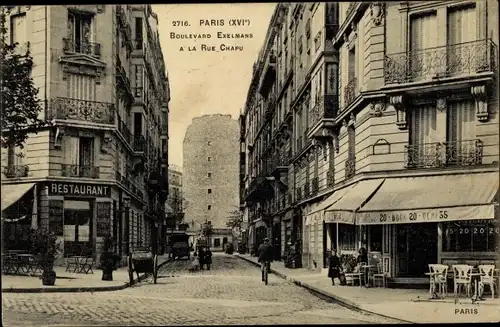Ak Paris XVI. Arrondissement Passy, Boulevard Exelmans, Rue Chapu