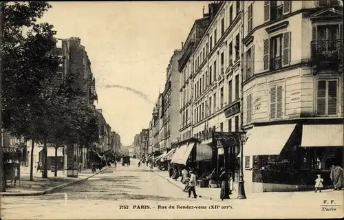 Ak Paris XII. Arrondissement Reuilly, Rue des Rendez vous