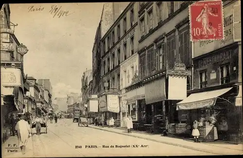Ak Paris XX. Arrondissement Ménilmontant, Rue de Bagnolet