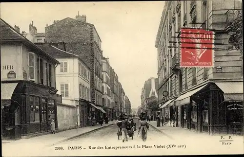 Ak Paris XV, Rue des Entrepreneurs, Place Violet