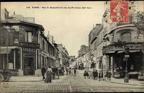 Ak Paris XX. Arrondissement Ménilmontant, Rue de Bagnolet, Rue des Pyrenees