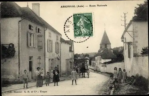 Ak Arsonval Aube, Route Nationale