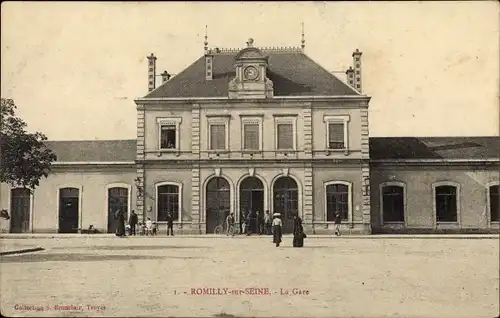 Ak Romilly sur Seine Aube, La Gare