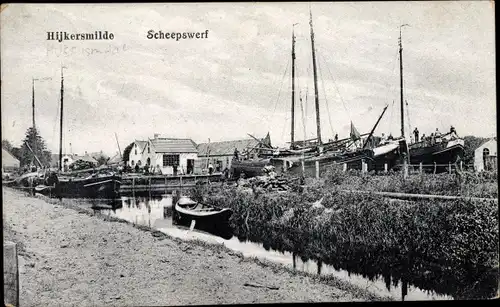 Ak Hijkersmilde Smilde Drenthe Niederlande, Scheepswerf