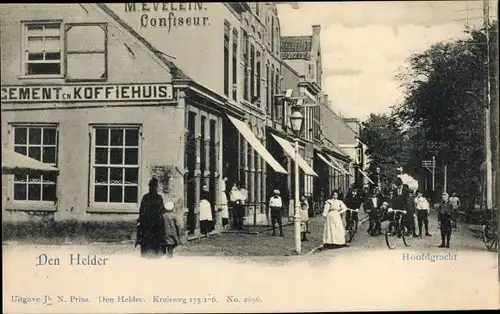 Ak Den Helder Nordholland Niederlande, Hoofdgracht, Koffiehuis, Confiseur Evelein