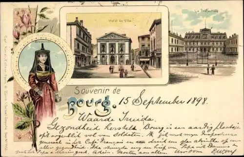 Litho Bourg en Bresse Ain, Hotel de Ville, La Prefecture, Bressanne