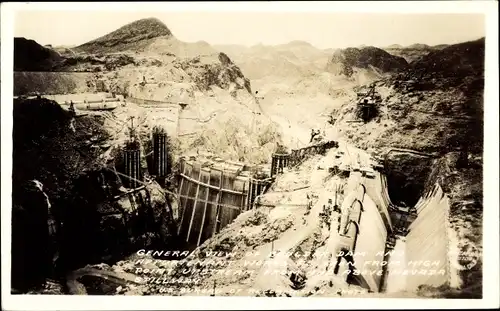 Foto Ak Nevada USA, Hoover Dam, Boulder Dam, Hoover-Talsperre im Bau, General view