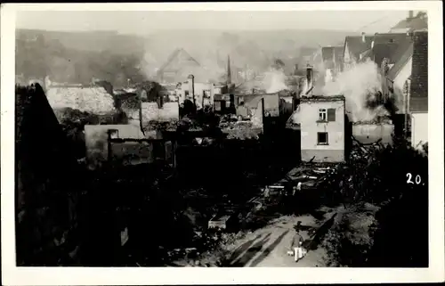 Foto Ak Niefern Öschelbronn in Baden, Großbrand der Ortschaft 1933