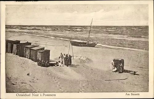 Ak Unieście Ostseebad Nest Pommern, Am Strande