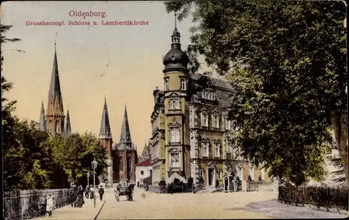 Ak Oldenburg im Großherzogtum Oldenburg, Großherzogliches Schloss, Lambertikirche