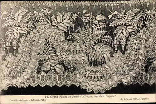 Ak Grand Volant en Point d'Alencon, executé a Bayeux, Spitze