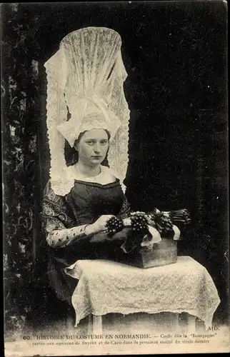 Ak Frau in normandischer Tracht, Portrait