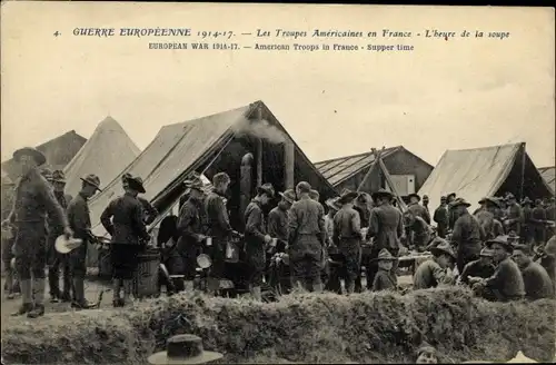 Ak Les Troupes Americaines en France, American Troops in France, supper time, 1914-1917