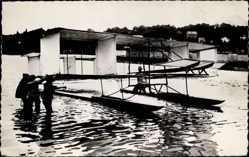 Ak Biplan, Flugzeug, G. Voisin, sur planeur Archdeacon, remorque par La Rapiere, 1905
