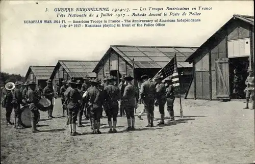 Ak Les Troupes Americaines en France, American Troops in France, July 4th 1917, Musicians