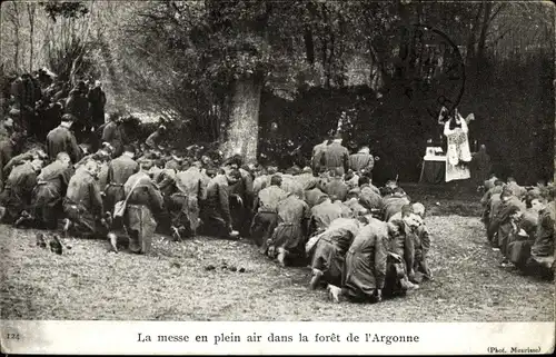 Ak La messe en plein air dans la foret de l'Argonne, I WK