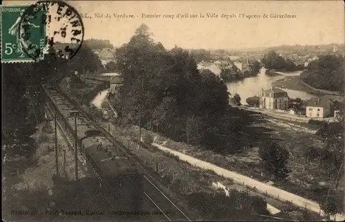 Ak Épinal Lothringen Vosges, Nid du Verdure, Premier coup d'oeil sur la Ville, Express de Gerardmer