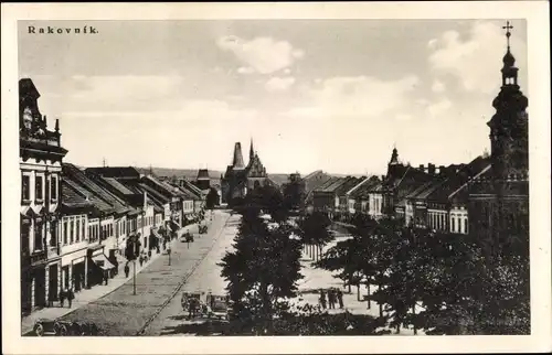 Ak Rakovnik Rakonitz Mittelböhmen, Teilansicht, Straßenpartie