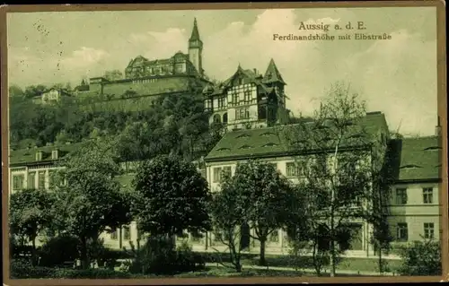 Ak Ústí nad Labem Aussig an der Elbe, Ferdinandshöhe mit Elbstraße