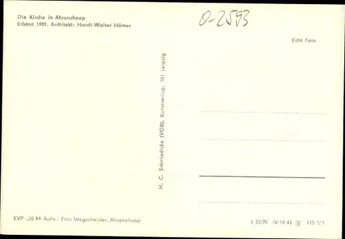 Ak Ostseebad Ahrenshoop Fischland, Kirche, erbaut 1951, Architekt Hardt-Walter Hämer