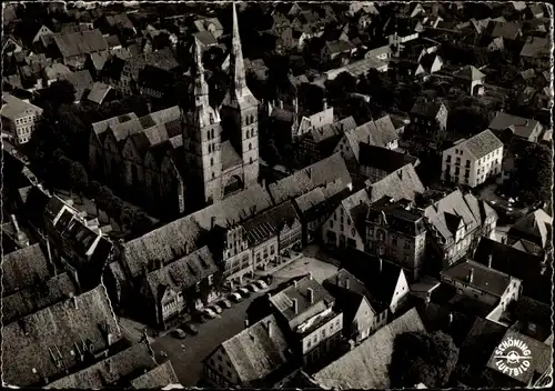 Ak Lemgo in Nordrhein Westfalen, Sankt Nicolaikirche, Fliegeraufnahme, Altstadt