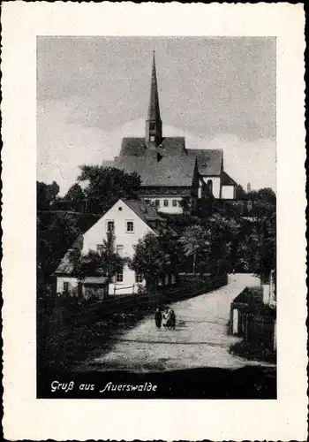 Ak Auerswalde Lichtenau Sachsen, Straßenpartie mit Kirche