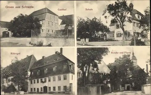 Ak Schweta Döbeln in Sachsen, Gasthof, Schule, Kirche, Pfarre, Rittergut