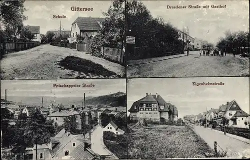 Ak Dresden Süd Gittersee, Schule, Dresdner Straße mit Gasthof, Potschappeler Straße, Eigenheimstraße
