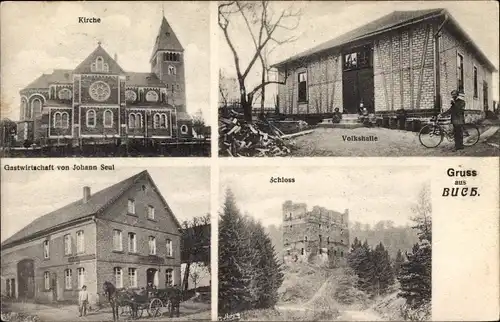 Ak Buch im Hunsrück, Kirche, Volkshalle, Gastwirtschaft, Schloss
