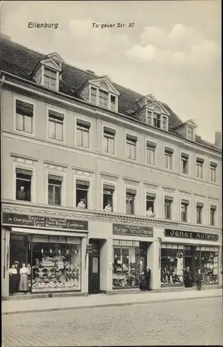 Ak Eilenburg an der Mulde, Geschäfte in der Torgauer Straße, Carl Hommel, Ignaz Adler, Anwohner