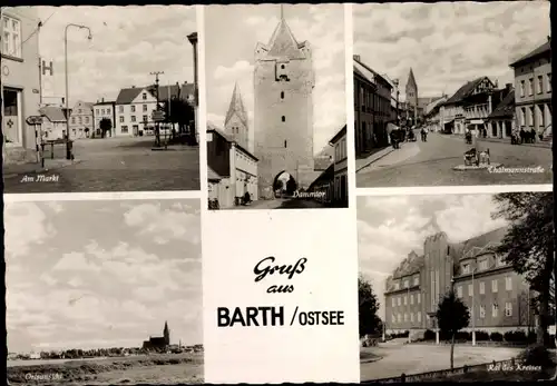 Ak Barth an der Ostsee, am Markt, Rat des Kreises, Thälmannstraße, Tor