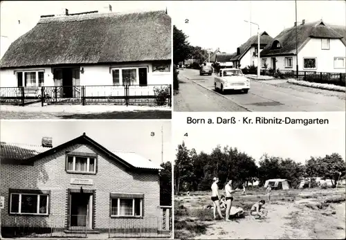 Ak Born auf dem Darß, FDGB Gaststätte zur Linde, Gaststätte Tourist, Zeltplatz am Bodden, Siedlung