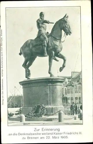 Ak Hansestadt Bremen, Reiterstandbild Kaiser Friedrich II, Denkmalsweihe 1905, Rede des Kaisers