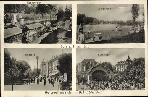 Ak Bad Wörishofen im Unterallgäu, Promenade, Wassertreten, Familienbad, Kurkonzert