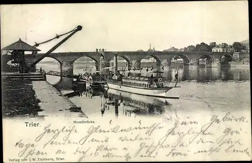 Ak Trier an der Mosel, Moselbrücke, Dampfer