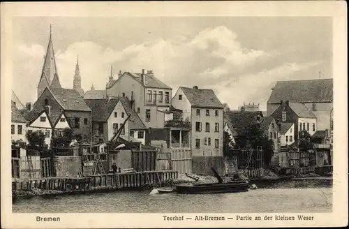 Ak Hansestadt Bremen, Teerhof, Alt-Bremen, an der kleinen Weser
