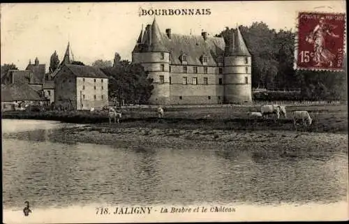 Ak Jaligny sur Besbre Allier, La Besbre et le Chateau