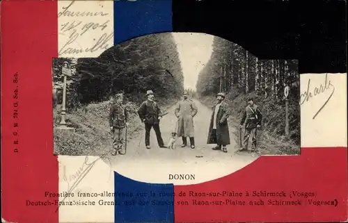 Ak Donon Hohe Donne Elsass Bas Rhin, Deutsch-französische Grenze auf der Straße nach Schirmeck