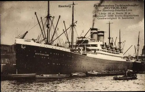Ak Hamburg, Zweischrauben-Turbinendampfer Deutschland, HAPAG