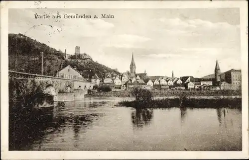 Ak Gemünden am Main Unterfranken, Blick auf den Ort