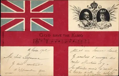 Lied Ak God save the King, Edward II, König Eduard VII, Alexandra von Dänemark, Portrait